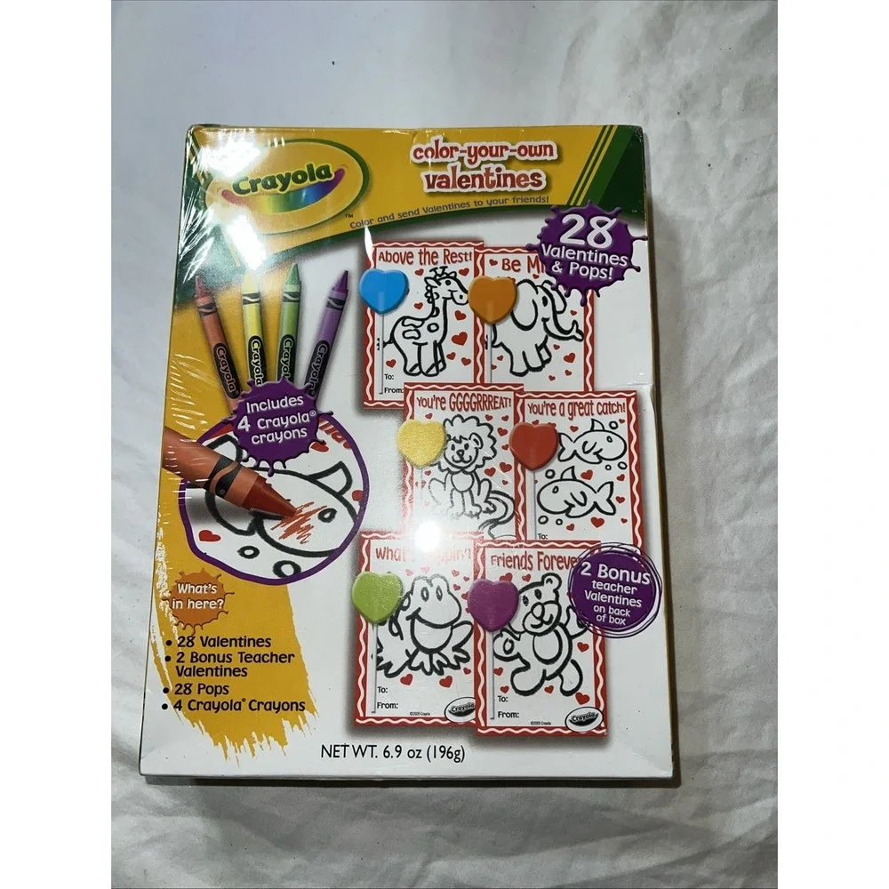 Crayola Color Your Own Valentine 28 Valentine Day Card Kit 2009 SEALED BQ
